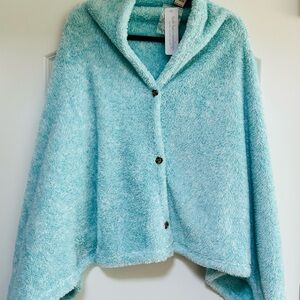 NWT Soft Surroundings Most Wonderful Wrap Poncho Teal Cozy Plush Lounge One Size